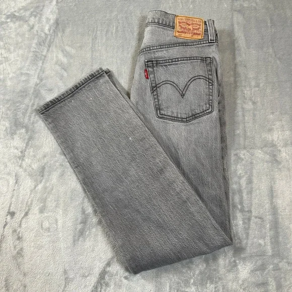 Levis 501 Women's Jeans W27 L30 Original Fit Grey Straight Leg Button Fly - Picture 8 of 8